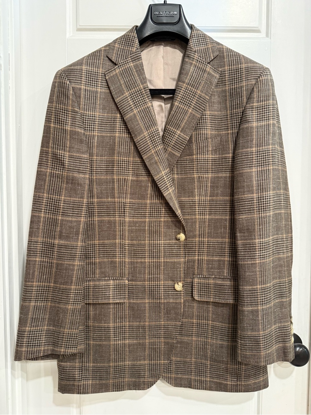 Jack Victor 1913 Century Men’s 42R Brown Plaid Silk Linen Wool Blazer Canada